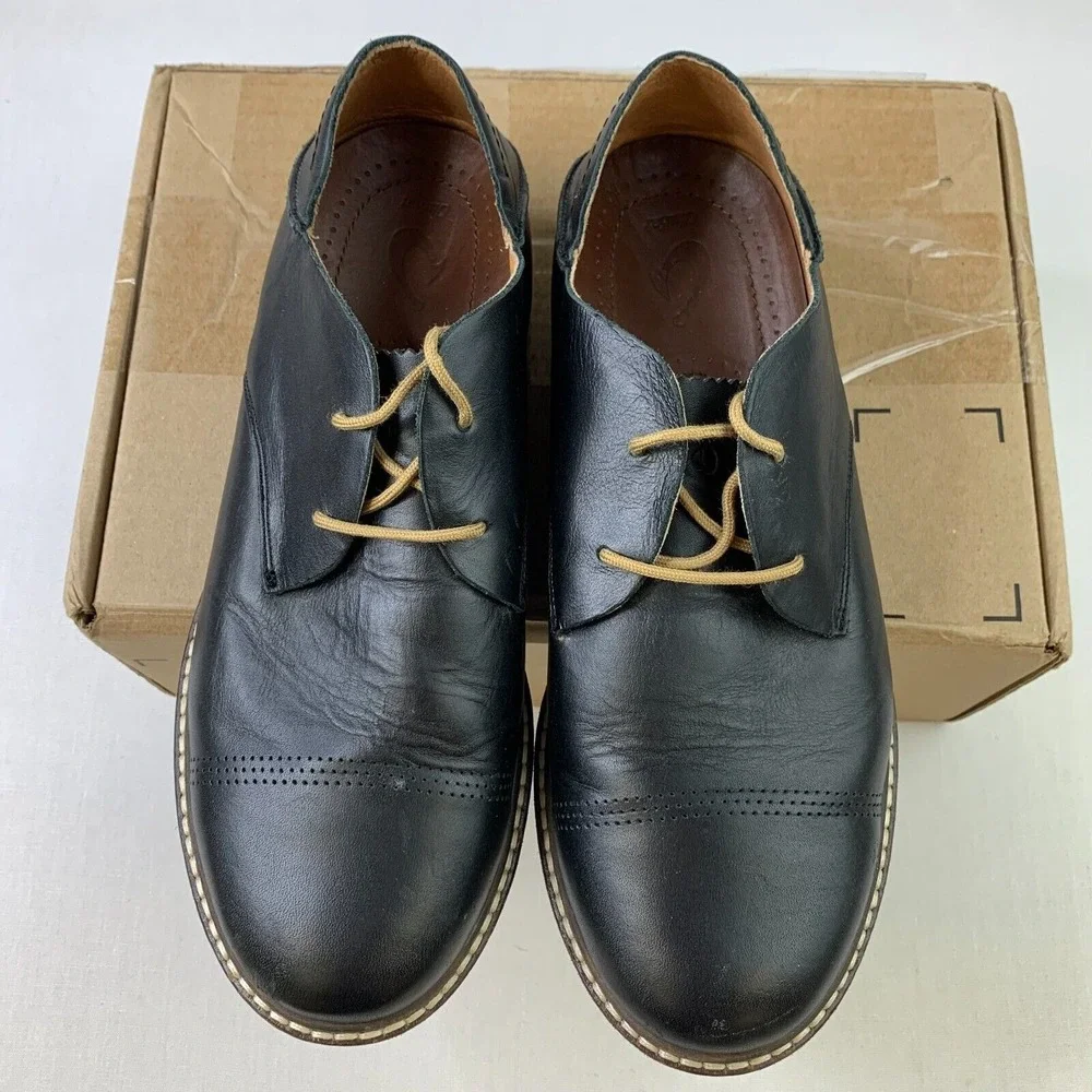 Olu Kai Mens Walino Oxfords Black Leather Lace-Up Dress Shoes‎ Sz US9/EU 42